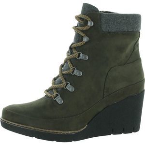 Dr. Scholl's Shoes Womens Lada Green Lace-Up Ankle Wedge Boots Shoes NWT